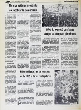 SILES ZUAZO EXPRESÓ CONFIANZA PORQUE SE CUMPLAN ELECCIONES. (1978, 25 de noviembre). hoy [La Paz, Bolivia], p. 4.