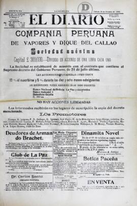 El Diario, edición del 20 de Octubre de 1906