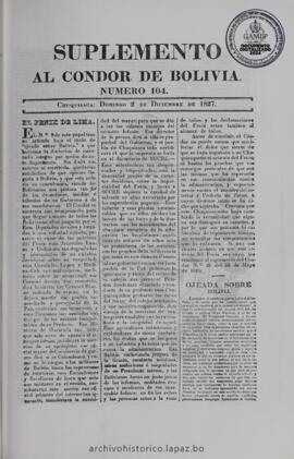 El Condor de Bolivia, edición del 2 de diciembre de 1827