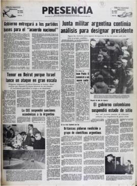 GOBIERNO ENTREGARÁ A LOS PARTIDOS BASES PARA EL "ACUERDO NACIONAL". (1982, 21 de junio). Presencia [La Paz, Bolivia], p. 1.