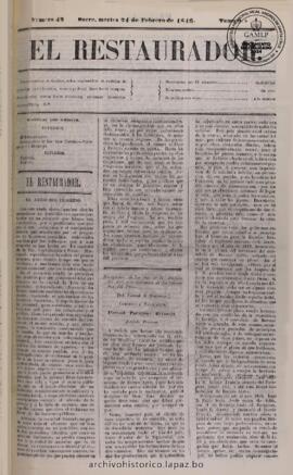 El Restaurador, edición del 24 de febrero de 1846