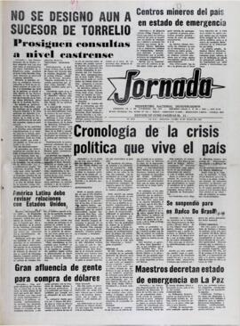 CRONOLOGÍA DE LA CRISIS POLÍTICA QUE VIVE EL PAÍS. (1982, 19 de julio). Jornada [La Paz, Bolivia], p. 1.