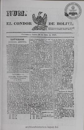 El Condor de Bolivia, edición del 26 de julio de 1827