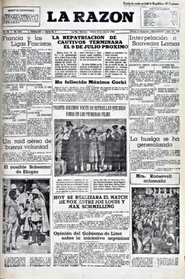La Razón, edición del 19 de junio de 1936