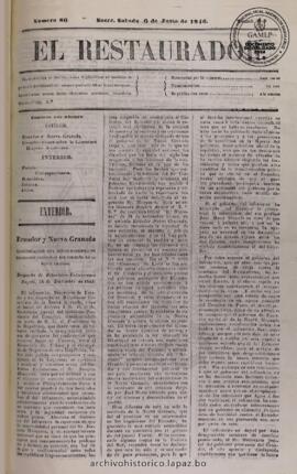 El Restaurador, edición del 6 de junio de 1846