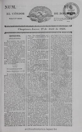 El Condor de Bolivia, edición del 17 de abril de 1828