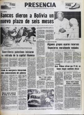 EN EL GOBIERNO DE GARCÍA MEZA. ALGUNOS GRUPOS USARON RECURSOS FINANCIEROS MORALMENTE VEDADOS. (1982, 22 de agosto). Presencia [La Paz, Bolivia], p. 1.