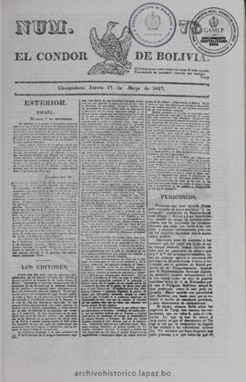 El Condor de Bolivia, edición del 17 de mayo de 1827