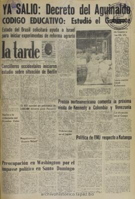La Tarde, edición del 13 de diciembre de 1961