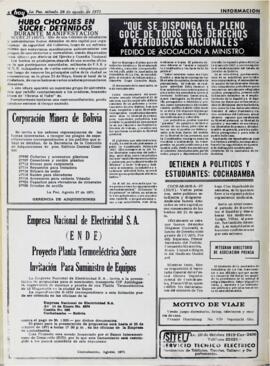 HUBO CHOQUES EN SUCRE: DETENIDOS DURANTE MANIFESTACION. (1971, 28 de agosto). Hoy [La Paz, Bolivia], p. 6.
