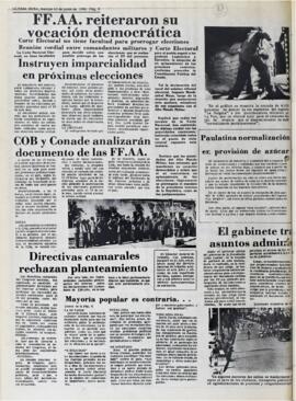 FFAA REITERARON SU VOCACIÓN DEMOCRÁTICA. (1980, 10 de junio). Ultima Hora [La Paz, Bolivia], p. 8.