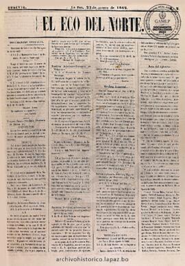 El Eco Del Norte, edición del 22 de agosto de 1862