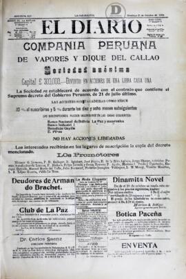 El Diario, edición del 21 de Octubre de 1906