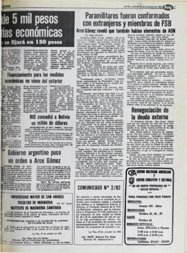 PARAMILITARES FUERON CONFORMADOS CON EXTRANJEROS Y MIEMBROS DE FSB. (1982, 28 de octubre). Hoy [La Paz, Bolivia], p. 7.