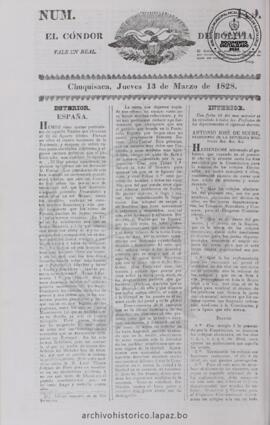 El Condor de Bolivia, edición del 13 de marzo de 1828