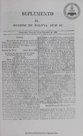 El Condor de Bolivia, edición del 10 de septiembre de 1826