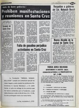 RESPALDAN A GOBIERNO DEL CNL. NATUSCH BUSCH. (1979, 03 de noviembre). Hoy [La Paz, Bolivia], p. 5.