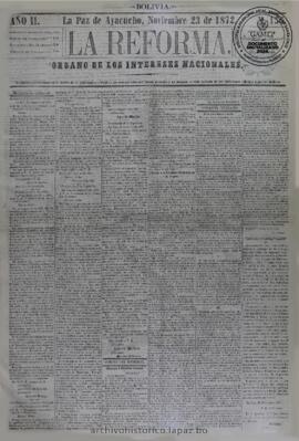 La Reforma, edición del 23 de noviembre de 1872