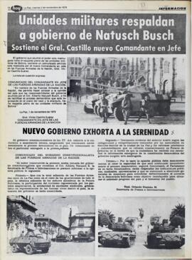 NUEVO GOBIERNO EXHORTA A LA SERENIDAD. (1979, 02 de noviembre). Hoy [La Paz, Bolivia], p. 12.