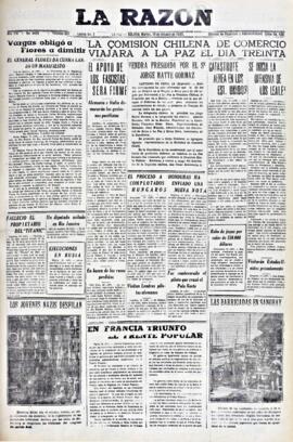 La Razón, edición del 19 de octubre de 1937