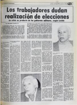 LOS TRABAJADORES DUDAN REALIZACIÓN DE ELECCIONES. (1982, 15 de agosto). Hoy [La Paz, Bolivia], p. 5.