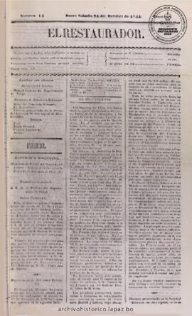El Restaurador, edición del 24 de octubre de 1845