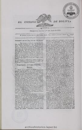 El Condor de Bolivia, edición del 1 de junio de 1826
