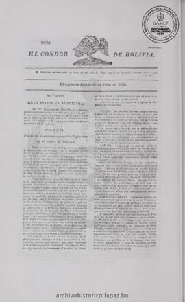 El Condor de Bolivia, edición del 20 de julio de 1826
