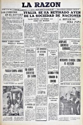 La Razón, edición del 12 de diciembre de 1937