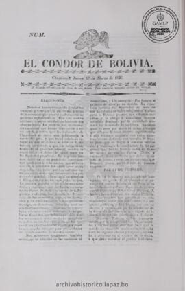 El Condor de Bolivia, edición del 16 de marzo de 1826