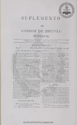 El Condor de Bolivia, edición del 19 de junio de 1826
