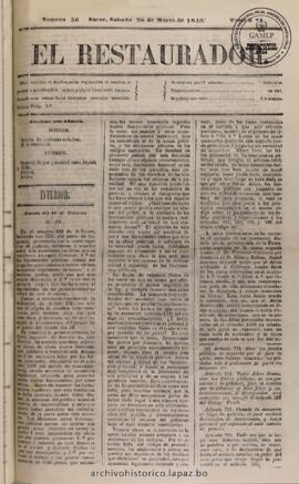 El Restaurador, edición del 28 de marzo de 1846