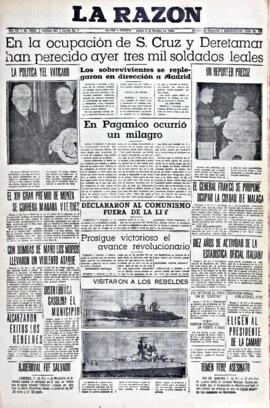 La Razón, edición del 8 de octubre de 1936
