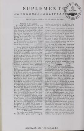 El Condor de Bolivia, edición del 15 de abril de 1826