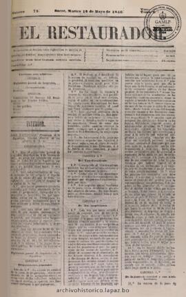 El Restaurador, edición del 12 de mayo de 1846