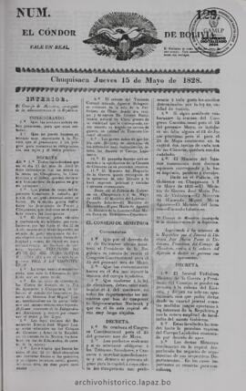El Condor de Bolivia, edición del 15 de mayo de 1828