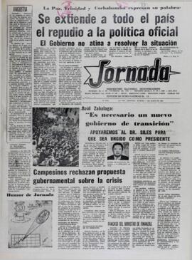 RAÚL ZABALAGA: ES NECESARIO UN NUEVO GOBIERNO DE TRANSICIÓN. (1982, 06 de julio). Jornada [La Paz, Bolivia], p. 1.