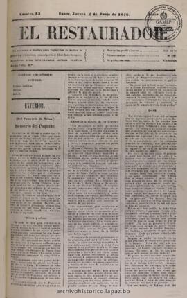 El Restaurador, edición del 4 de junio de 1846
