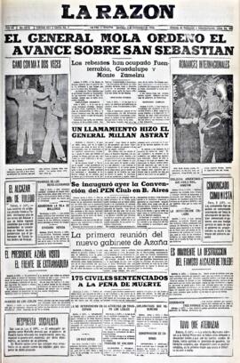 La Razón, edición del 6 de septiembre de 1936