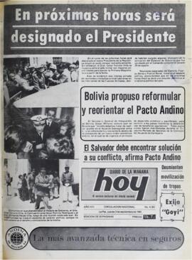 EN PRÓXIMAS HORAS SERÁ DESIGNADO EL PRESIDENTE. (1981, 03 de septiembre). Hoy [La Paz, Bolivia], p. 1.