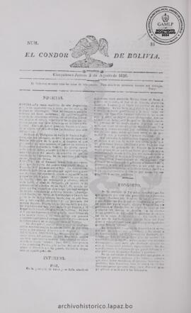 El Condor de Bolivia, edición del 3 de agosto de 1826