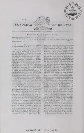 El Condor de Bolivia, edición del 6 de abril de 1826