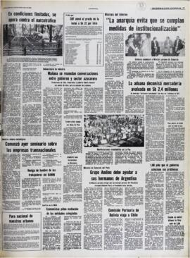 MINISTRO DE COMERCIO DEL PERÚ: GRUPO ANDINO DEBE AYUDAR A SUS HERMANOS DE ARGENTINA EL MINISTRO PERUANO ENTREGÓ AYER UN MENSAJE PERSONAL DEL PRESIDENTE FERNANDO BELAÚNDE TERRY AL PRESIDENTE CELSO TORRELIO. (1982, 18 de mayo). Presencia [La Paz, Bolivia], p. 9.