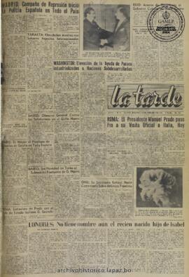 La Tarde, edición del 20 de febrero de 1960