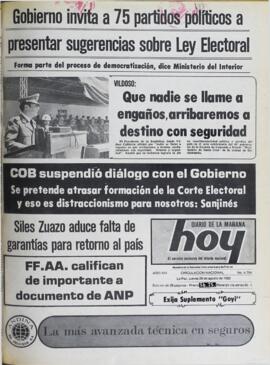 VILDOSO: QUE NADIE SE LLAME A ENGAÑOS, ARRIBAREMOS A DESTINO CON SEGURIDAD. (1982, 26 de agosto). Hoy [La Paz, Bolivia], p. 1.