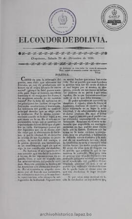 El Condor de Bolivia, edición del 24 de diciembre de 1825