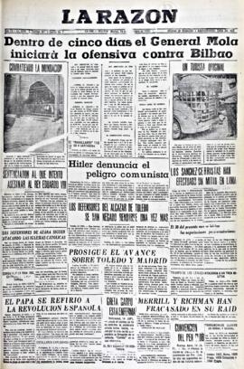 La Razón, edición del 15 de septiembre de 1936