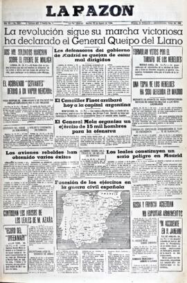 La Razón, edición del 25 de agosto de 1936