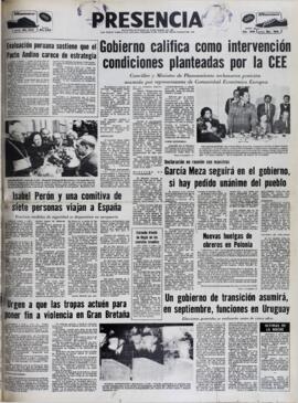 GOBIERNO CALIFICA COMO INTERVENCION CONDICIONES PLANTEADAS POR LA CEE. CANCILLER Y MINISTRO DE PLANEAMIENTO RECHAZARON POSICION ASUMIDA POR REPRESENTANTES DE COMUNIDAD ECONOMICA EUROPEA. (1981, 10 de julio). Presencia [La Paz, Bolivia], p. 1.