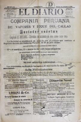 El Diario, edición del 2 de diciembre de 1906